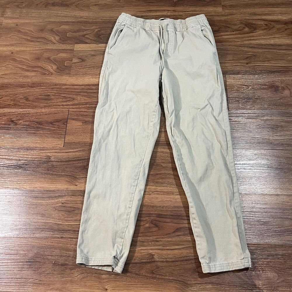 RSQ Pull On Pant Straight Pockets Drawstring Waist Casual Men S Tan Khaki Casual